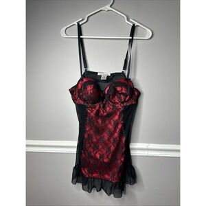 Linea Donatella Lingerie Valentines Sz Large Adjusting Straps Sheer Back  Read*